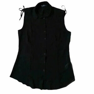 French Connection Black Sleeveless Button Down